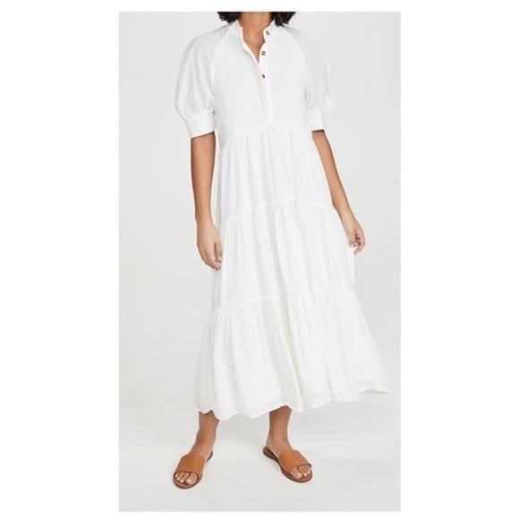 Never Fully Dressed / white tiered Panel Maxi midi Dress US 4 - Picture 4 of 7